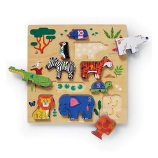 WOODEN  PUZZLE STACKING 123 ZOO CROC CREEK 10PC