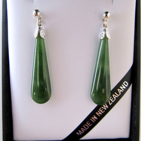 GREENSTONE DROP EARRING WITH SILVER