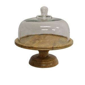 CAKE STAND AND DOME WOODEN PLOUGHMANS