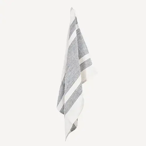WOVEN BOARDER TEA TOWEL BLK/NAT