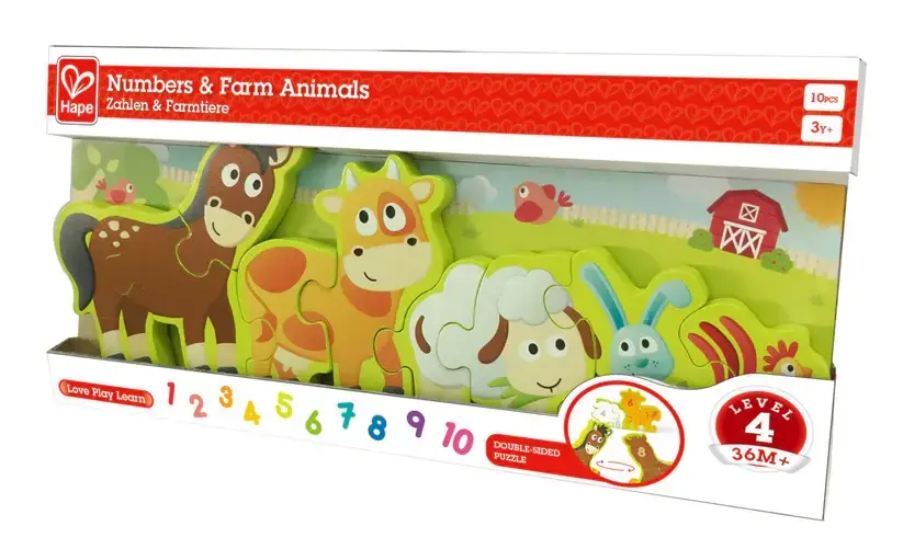 NUMBERS & FARM ANIMALS PUZZLE HAPE