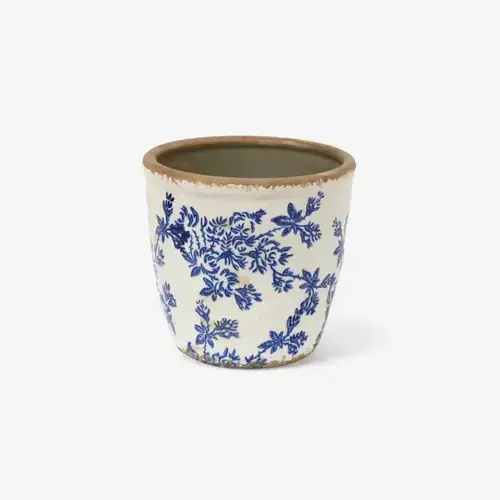 HERB POT LGE BLUE FLORAL