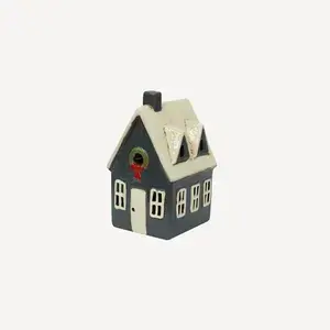 ALSACE TEA LIGHT COTTAGE NAVY w/ WREATH