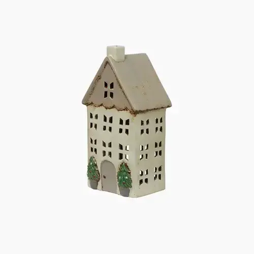 TEA LIGHT HOUSE STONE w/ POTS medium