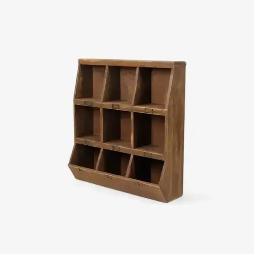 WOODEN CUBBY WALL SHELF SHAPED