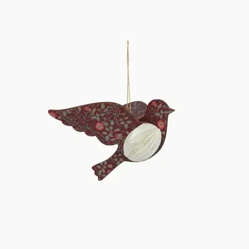 VINTAGE PATTERN BIRD HANGING BURGANDY