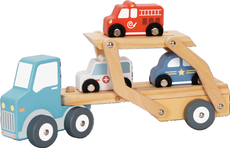 WOODEN CAR CARRIER W CARS