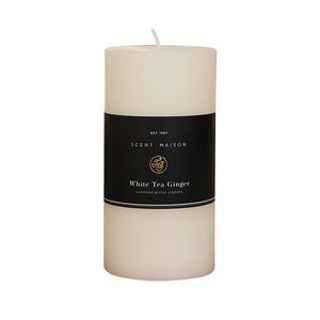 CANDLE 3X6" WHT TEA GINGER