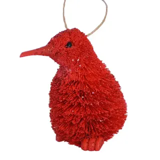 KIWI DECORATION - RED GLITTER