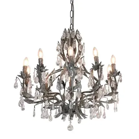 CHANDELIER LGE FLEURENCE 2 TONE TAUPE GLASS