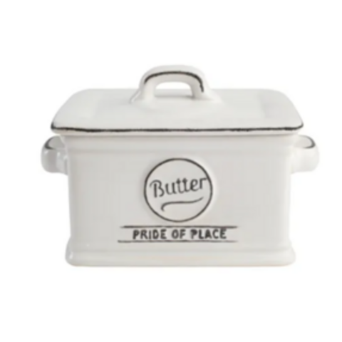 BUTTER DISH WHITE CERAMIC