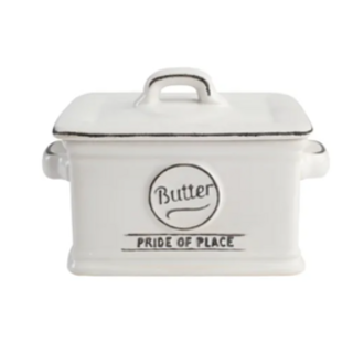 BUTTER DISH WHITE CERAMIC