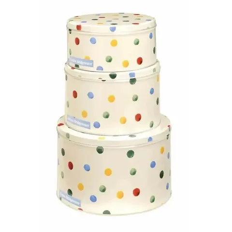 CAKE TIN  SML RND POLKA DOT EB