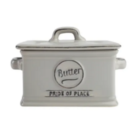 BUTTER DISH CERAMIC GREY