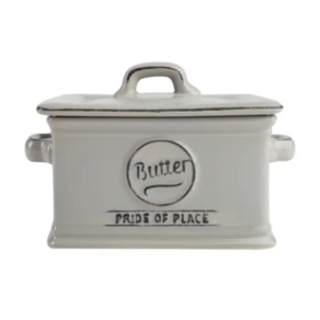 BUTTER DISH CERAMIC GREY