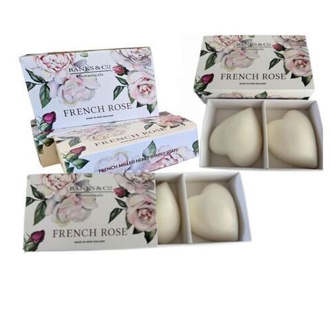 FRENCH ROSE BOXED HEART SOAPS X2