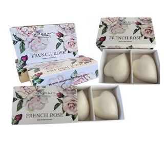 FRENCH ROSE BOXED HEART SOAPS X2