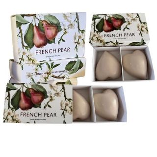 FRENCH PEAR BOXED HEART SOAPS X2