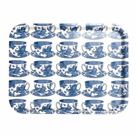 TEACUP TRAY BLUE AND WHITE SMALL