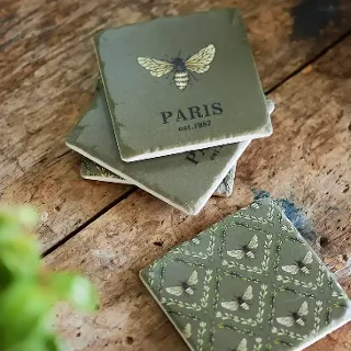 BEE (PARIS) COASTERS S/4 GREEN