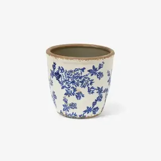 HERB POT LGE BLUE FLORAL