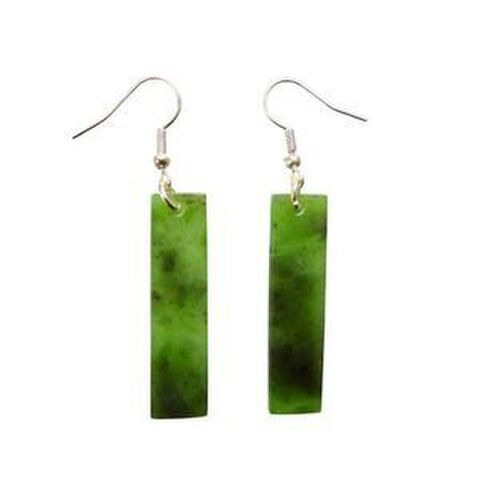 EARRINGS GREENSTONE DROP 40mm
