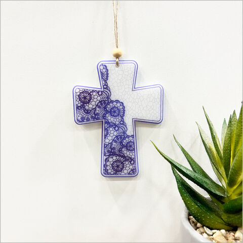 CROSS PRINTED LACE BLUE WHITE
