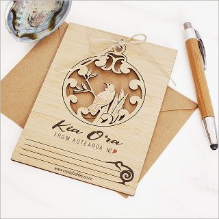 BAMBOO POSTCARD KIA ORA TUI