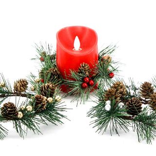 CANDLE WREATH 7.5cm SILVER BERRYS