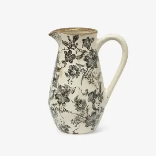 BLACK FLORAL JUG TALL