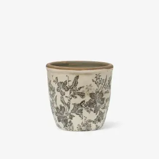 BLACK FLORAL POT SMALL