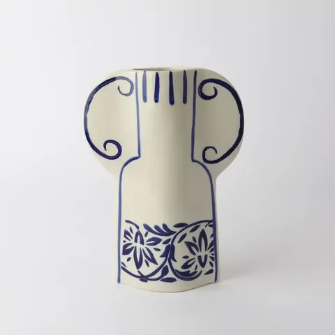 BERNICE VASE 28cm BLUE and WHITE