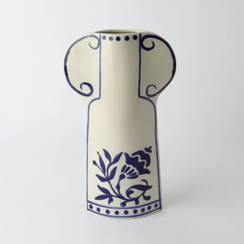 BRUNELLE VASE 32cm BLUE and WHITE