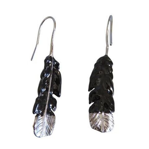 DROP EARRINGS HUIA FEATHER