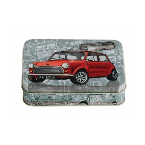 SMALL RECTANGLE TIN - ON ROAD RED MINI