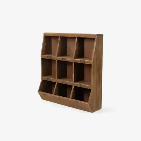 WOODEN CUBBY WALL SHELF SHAPED