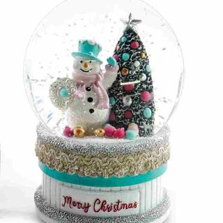 SNOWGLOBE PASTEL SNOWMAN MUSICAL 12cm
