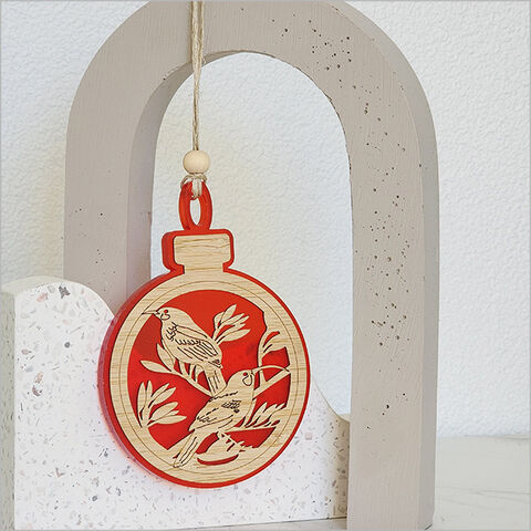 BAUBLE HUIA RED SATIN ACRYLIC