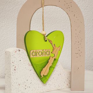 HEART AROHA NZ LIME SATIN ACRYLIC