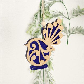 KORU FANTAIL BLUE SATIN ACRYLIC