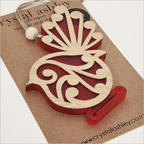 KORU FANTAIL RED SATIN ACRYLIC