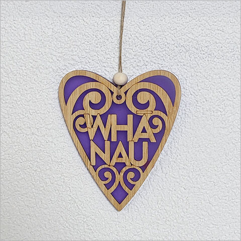 HEART WHANAU PURPLE SATIN ACRYLIC