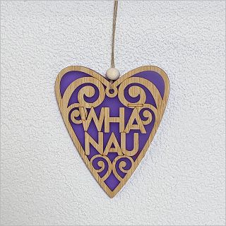 HEART WHANAU PURPLE SATIN ACRYLIC