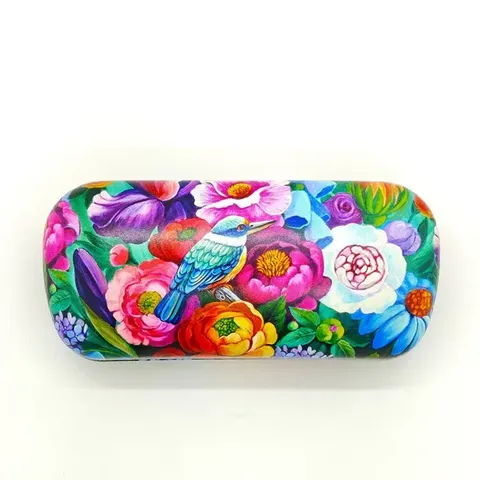 GLASSES CASE KINGFISHER PEONIES