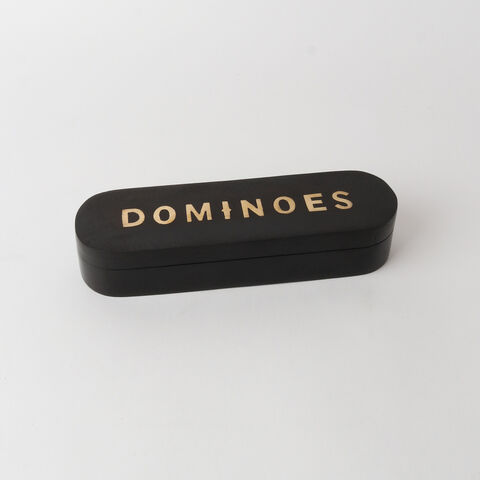 DOMINOES SET BLK/BRASS WOOD