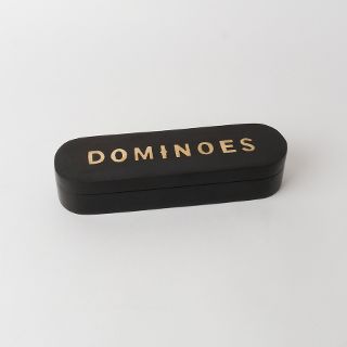 DOMINOES SET BLK/BRASS WOOD
