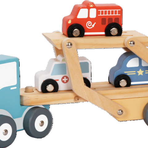 WOODEN CAR CARRIER W CARS