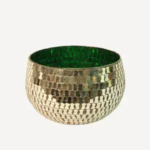 MOSAIC BRONZE & GREEN VOTIVE LARGE