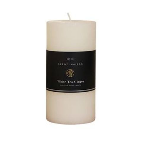 CANDLE 3X6" WHT TEA GINGER