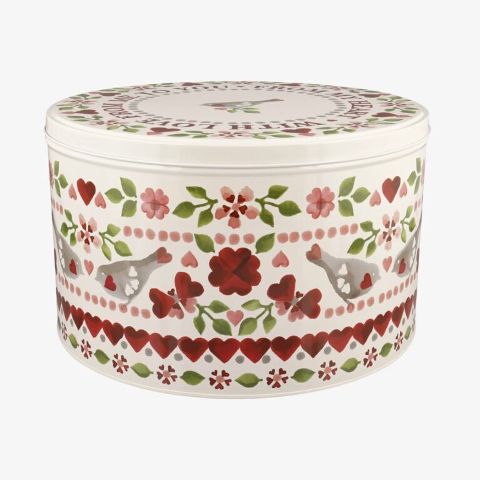 RND CAKE TIN LGE LOVE BIRDS